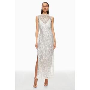 Shona Joy Silver Sequin Dress